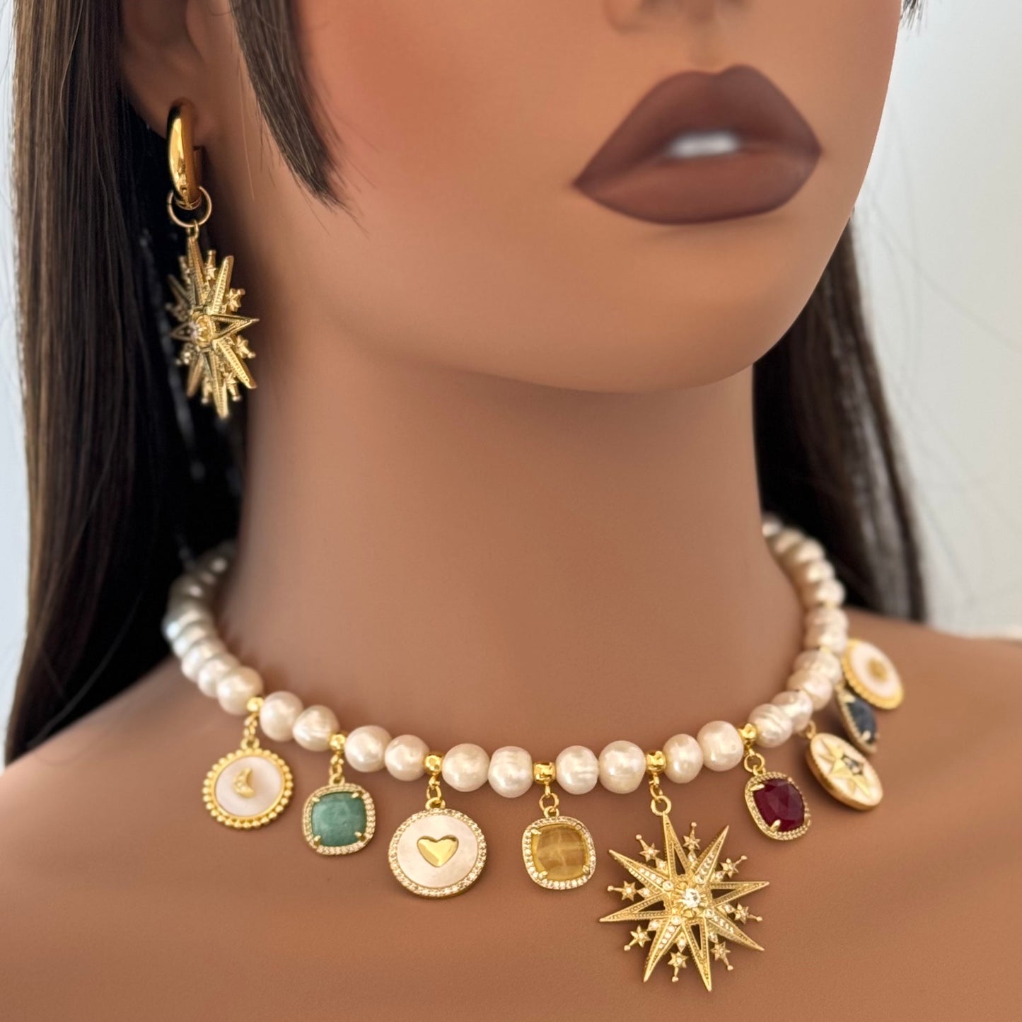Celestia Charm Pearl Necklace