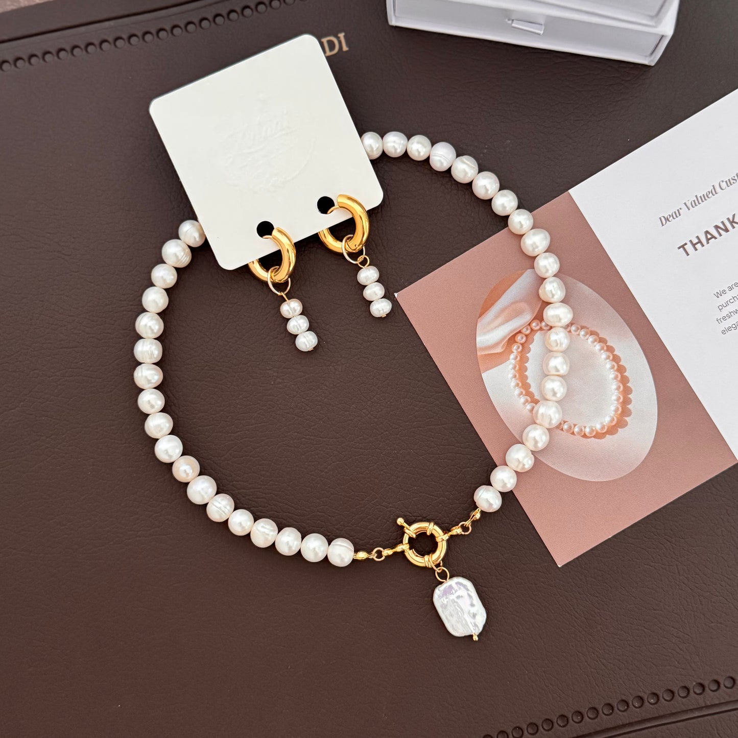 Luna Pearl Necklace & Earrings Set