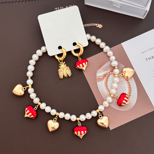 Amour Rouge Necklace & Earrings Set