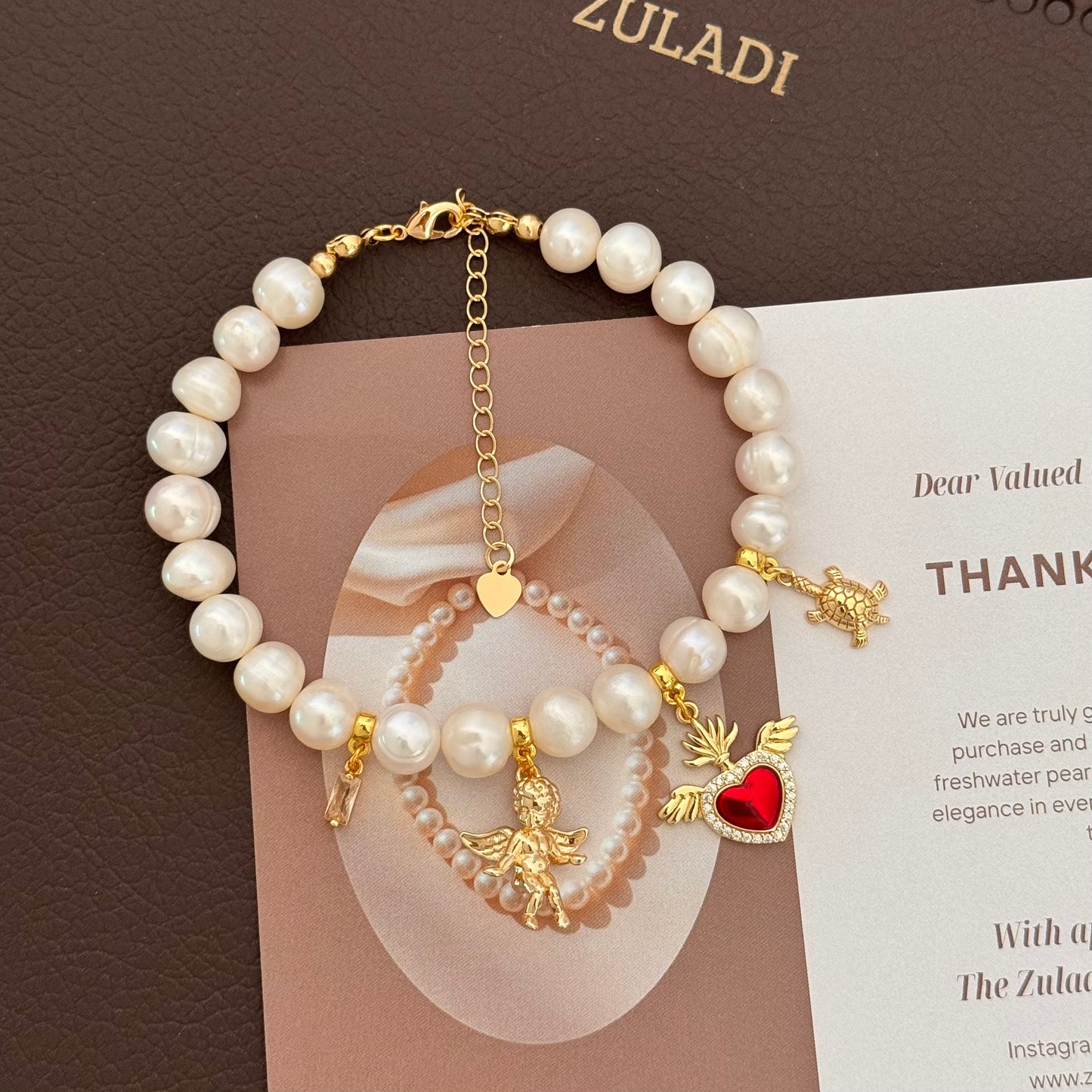 Aurelia Winged Heart Pearl Bracelet