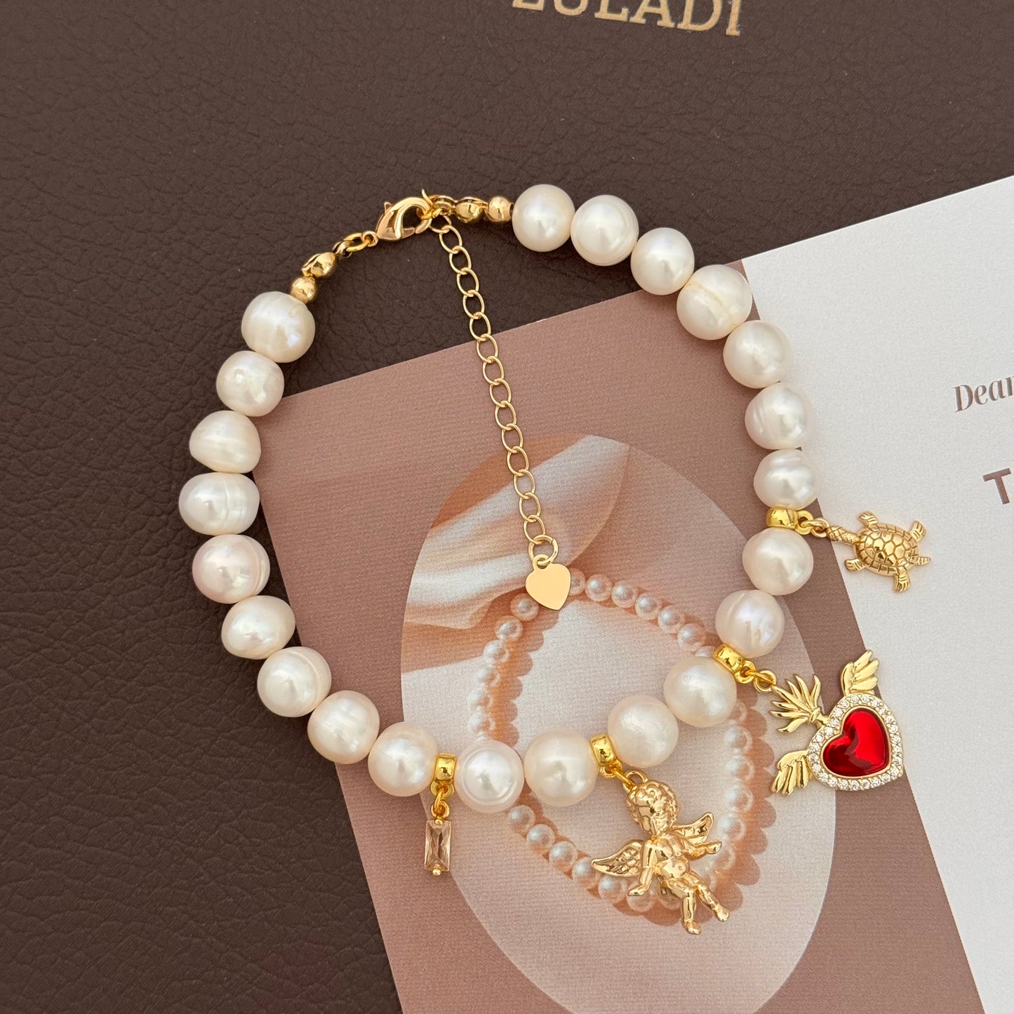 Aurelia Winged Heart Pearl Bracelet