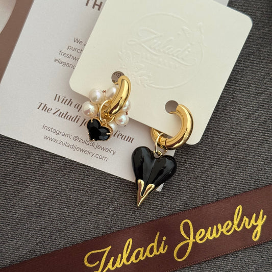 Amour Noire Heart Earrings