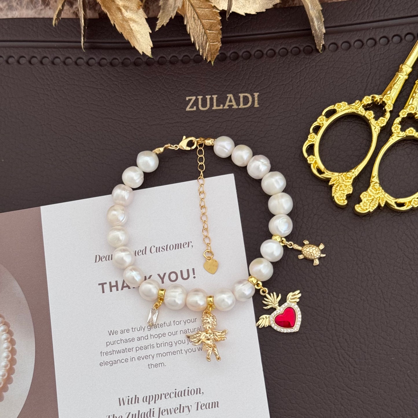 Aurelia Winged Heart Pearl Bracelet